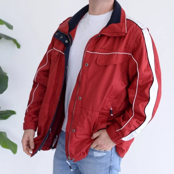 Blumind Vintage '90s Red Nylon Water Resistant Lined Jacket Large - Picture 3 of 16